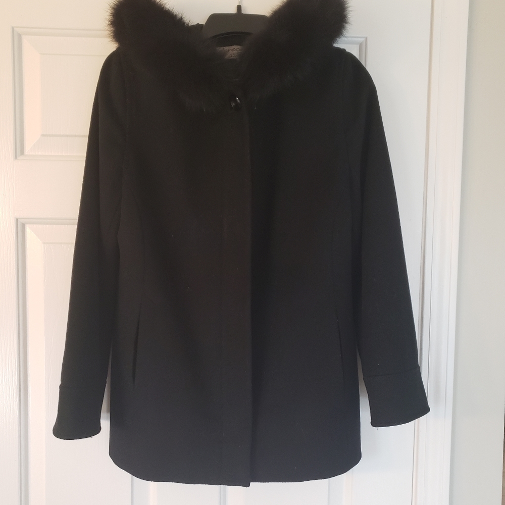 Forecaster 3/4 wool coat with fox fur collae
